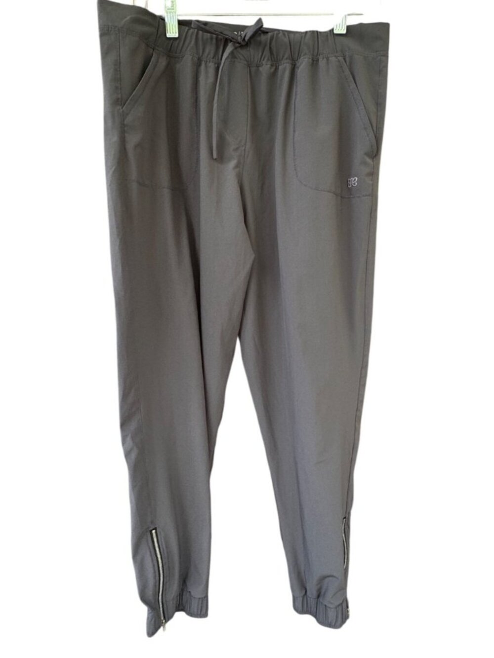 Albion Pants Medium Womens Jetsetters High Rise Zip Ankle Jogger Gray